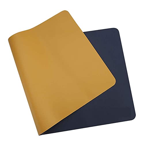 Image of Mouse Pad, Desk Mat, Large Leather Desk Pad, PU pad Waterproof Mouse Pad for Laptop, Office Table Protector Blotter Best Gifts (60 x 30 cm, Nevy Blue & Orange)