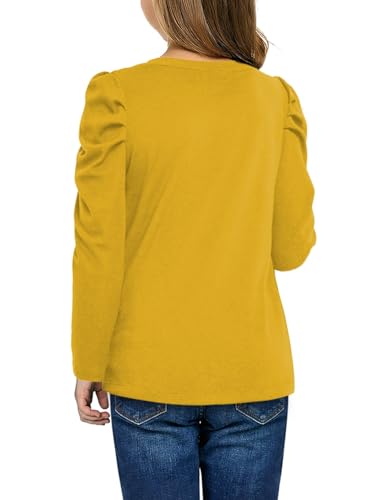 Image of blibean Tween Girls Puff Sleeve Shirts Stylish Fall Tops Size 4-15 Years Old