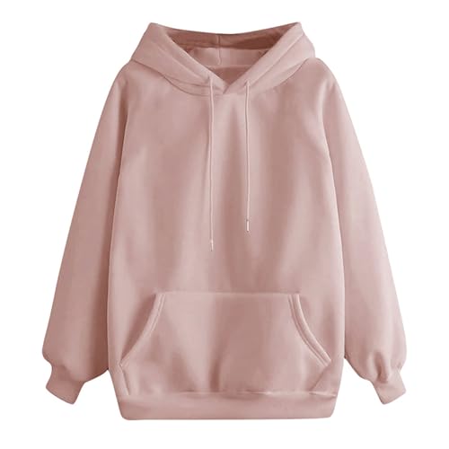 Sweatshirt femme à capuche coupe classique ample en coton uni confortable