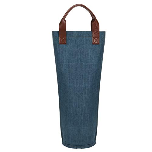 Kato Tirrinia Bolsa isotérmica para 1 botella, bolsa de vino con correa para picnic, viajes, cata de vinos, fiesta, gran regalo para amantes del vino, azul, 10 x 36 cm