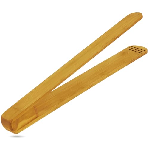 MC-Trend Grillzange 30cm aus edlem Kirschholz hochwertige Holz Küchenzange mit 2cm Rillen für sicheren Halt Grillzubehör & Würstchenzange für Grill Küche & Pfanne (1)