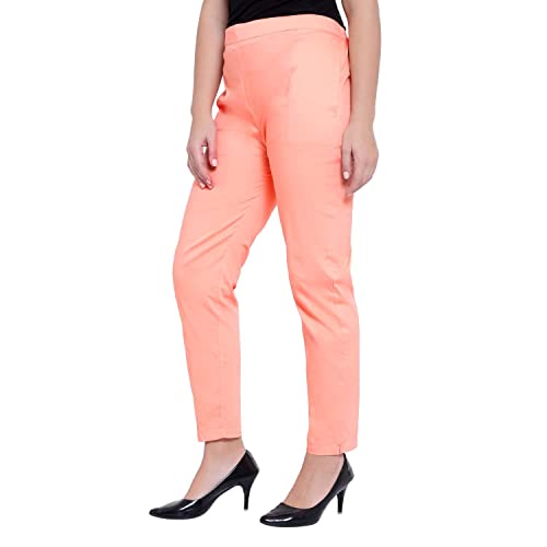 Image of BLUE STAR SHARK Stretchable Cotton Lycra Cigarette Pants | Versatile and Stylish Women's Pants | Comfortable Slim Jeggings | Ankle Length Straight Trousers for Office, Formal, Casual Wear