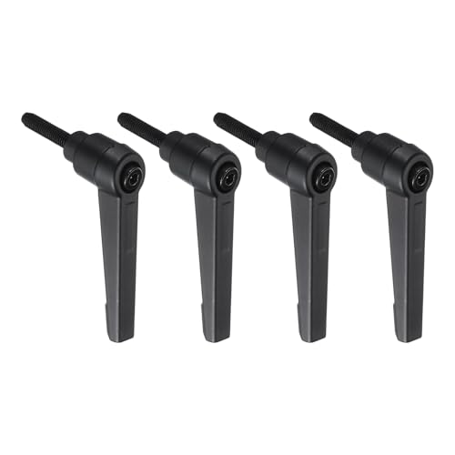 Image of uxcell 4pcs Lever Adjustable Handles M5 x 20mm Metric Male Thread with Nuts Washers, Level Clamping Handle Set Hand Stud Knobs Rotating Screw Handles Bolts with Locking Lever, Black
