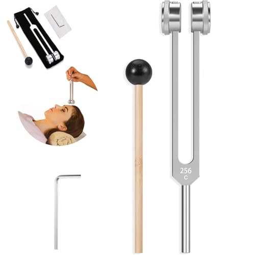 128 Tuning Forks for Healing,Propelify 128 Hz Healing Instrument with Reflex Hammer, for Chakra Healing, Sound Therapy, and Meditation,Aluminum Alloy Sensory Tuning Fork Activator(256HZ)