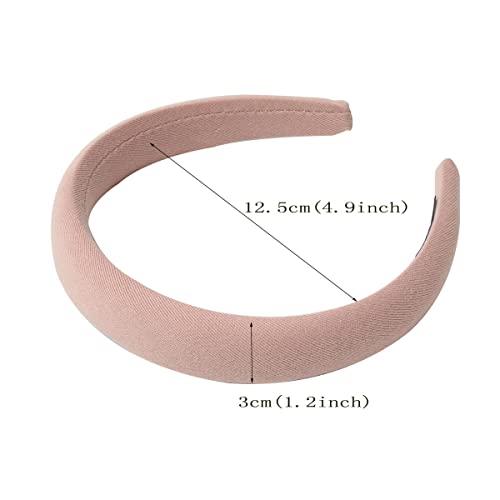 Cuizhiyu 4Pk Simple Solid Headband With Sponge No Teeth Fabric Black Thick Hair Band Set For Women And Girls 1.2 Inch Wide Hair Hoop Brown Series Hair Accessories (Color B) #TOP4