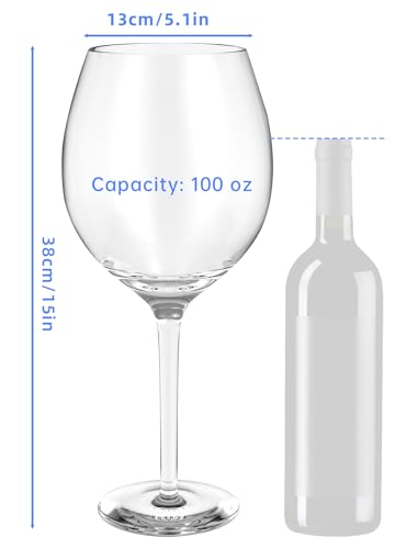 NiHome Riesiges Weinglas 3300ml, Handgefertigtes Großes Rotweinglas für Feiern & Versammlungen, Überdimensionaler Kreativer Stielkelch, Extra Großes Champagnerglas & Bierkrug, Elegante Rotweingläser