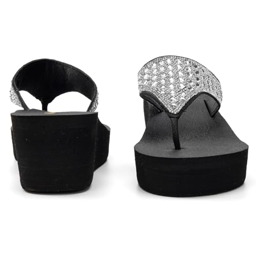 Image of MALIDA Womens Wedge Arch Support Flip Flops Cushion Soft Rubber Midsole Platform Thong Sandals with Rubber Sole