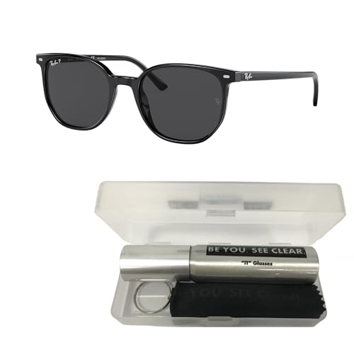 Ray-Ban RB2197 Sunglasses Bundle: RB 2197 ELLIOT 901/48 Elliot Black Polar Black and Eyewear Cleaning Kit2