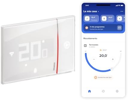Bticino SXW8002 Smarther2 Digital WiFi Thermostat with Netatmo, Built-in Boiler Thermostat, Programmable, Control Also From App, Alexa and Google, Hu...