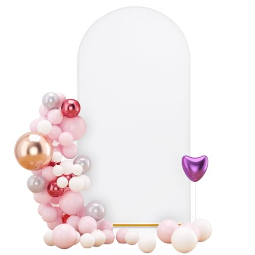 Gnomdcer 6.0FT Arch Backdrop Cover, White Wedding Arch Cover, Background Stand Covers, Spandex Backdrop Cover for Wedding Celebration Birthday Party Baby Shower