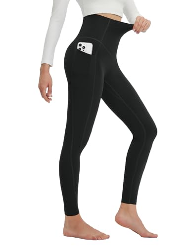 baleaf Super High Waisted Leggings for Women with Pockets Stretchy Tummy Control Soft Yoga Workout Gym Petite Pants