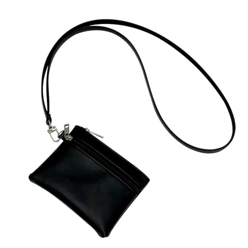 Change Wallet with Coin Compartment, Women's Small Purse withNeck band, Small Purse Women's Made of PU Leather, black, Minimalist
