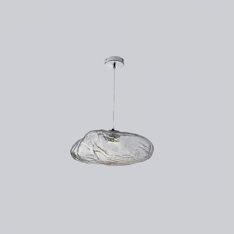Lustre LED de luxe en verre soufflé gris fumé D20 cm pour escalier moderne
