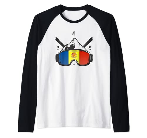 Andorra Esquí Retro Esquí Camiseta Manga Raglan