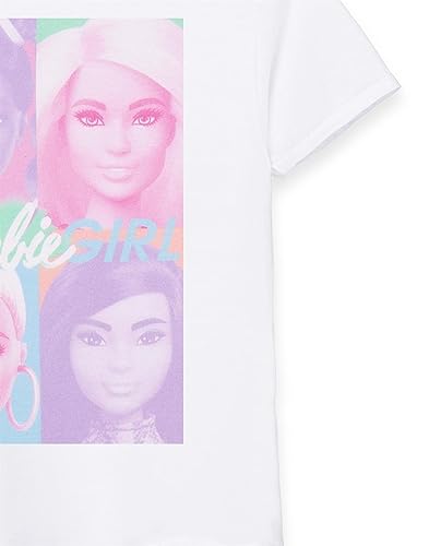 Barbie Girls Short Sleeve T-Shirt | Young Ladies Colour Block Portrait White Tee | Kids Stylish Fashion Top | Doll Movie Gift4