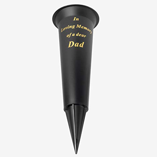 In Loving Memory Dad grave flower vase funeral spike pot, Black, 32cm (H) x 10cm (Diameter)