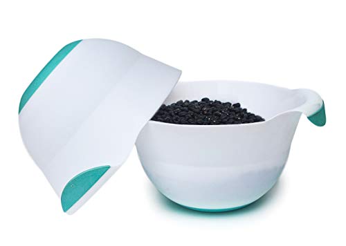 Honla 3 Quart Plastic Mixing Bowl,Set of 2,with Easy Grip Handle,Non Slip Bottom,Pour Spout,Measurement Marks,Flexible and Unbreakable,White,Turquoise Honla 3 Quart Plastic Mixing Bowl,Set of 2,with Easy Grip Handle,Non Slip Bottom,Pour Spout,Measurement Marks,Flexible and Unbreakable,White,Turquoise