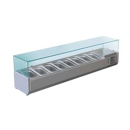 Vitrine Saladette Réfrigérée à Ingrédients 1800 mm - 8 Bacs GN 1/3 - +2/+8°C - Inox - Vitrée