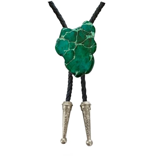 Image of Daisy Del Sol Bolo Tie Turquoise Stone Braided Vegan Faux Leather Silver Tips Handmade Necklace Adjustable Boho Western Jewelry