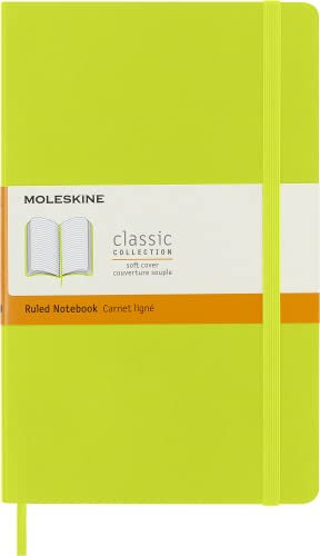 Moleskine Classic Notebook, Taccuino a Righe, Copertina Morbida e Chiusura Elastica, Formato Large 13 x 21 cm, Colore Verde Limone, 240 Pagine