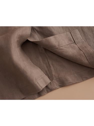 Kinghua Womens Linen Skirt Elastic High Waisted Casual Straight Cotton Linen Midi Skirt with Slit4