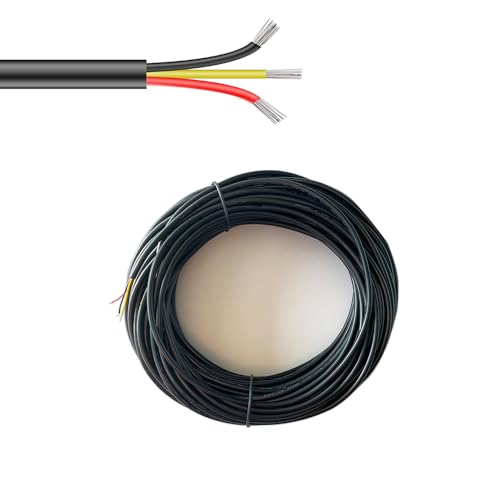 Zzcy 20M 3 Adrig Kabel 3x0.09mm² Kabel Stromkabel Leitung Gerätekabel 28AWG Elektrokabel 3 Leitungen Flexibel Verlängerungskabel Schwarz für LED-Streifen Lampen Beleuchtung