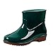 FNKDOR Outdoor Gummistiefel Damen Kurzschaft Weitschaft Wasserdicht rutschfest Glatt Regenstiefel mit Absatz Grün 40