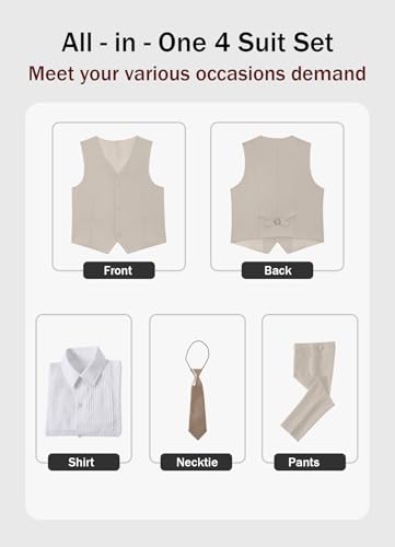 Image of YuanLu Boys Suit Dress Clothes Ring Bearer Outfit Homecoming Dresses Boy Vest and Pants Set for Kids Wedding Tuxedo Suits