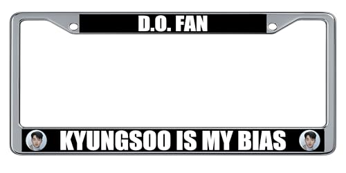EXO D.O. Kyungsoo K-Pop Idol Portrait Circle Design for Fans License Plate Frame (2 Pack), Chrome Car Tag Holder