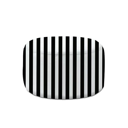 Round Pouf Ottoman Seamless black stripes a white abstract hand drawing lines Foot Stool Foot Rest Floor Stool Bean Bag Chair Cotton Linen Removable Indoor Outdoor for Living Room Bedroom