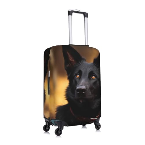 Travel Luggage Cover Elastic Anti-Scratch Suitcase Protector Washable Travel Suitcase Cover Black German Shepherd Dog Luggage Protector Fits 18-32 Inch Suitcase3