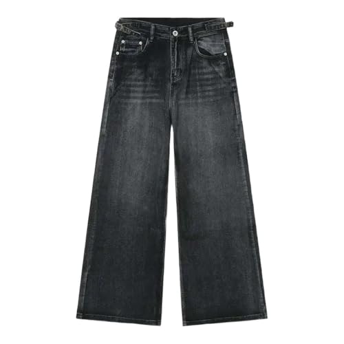 Mens Vintage Straight Denim Pants Loose Fit Wide Leg Casual High Street Fashion Trousers