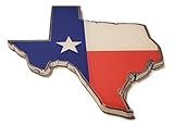 Muzzys Large 3.5' Texas Flag in Shape of Texas State Edition Emblem Decal Longhorn Lone Star Metal Badge Universal StickOn FITS Chevy Silverado Suburban Tahoe Sierra Ford F150 Ranger F-150 Dodge Ram