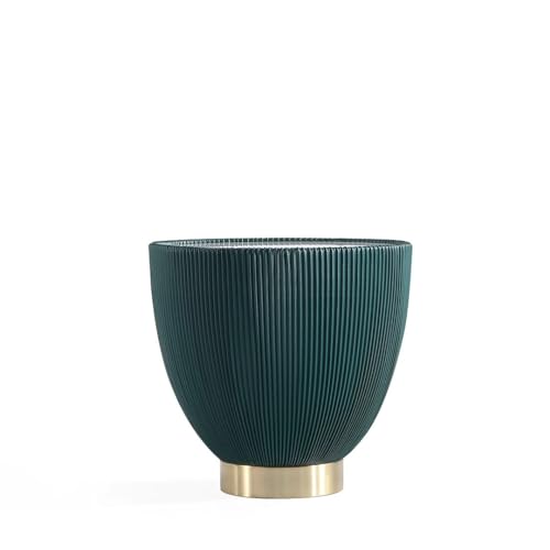 Manhattan Comfort Anderson Modern 18" Round End Table 2.0 | Ceramic Marble Tabletop, Elegant Pleated Leatherette Design & Gold Stainless Steel Base, Fully Assembled Accent Furniture, Set of 1, Green by Manhattan Comfort - Used condition - Image 7