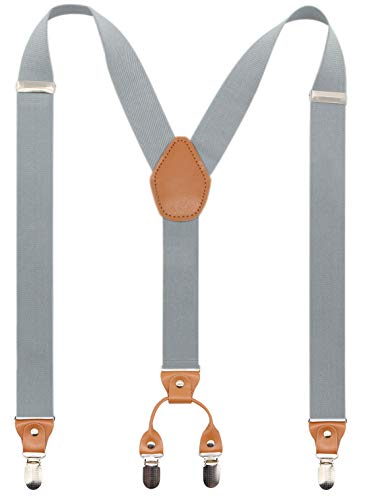 Timiot Men’s Y-Back 4 Metal Clip Elastic Wide Suspenders Perfect For Both Casual&Formal (Light Grey) #TOP8