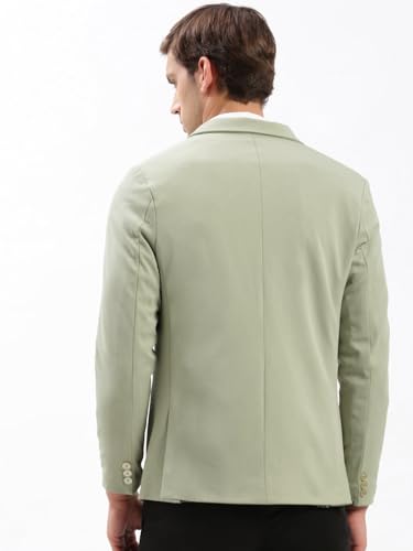 Image of SHOWOFFFF Men Solid Single Breasted Casual Blazer | Notched Lapel Full Sleeves Cotton Blazer for Mens | Slim Fit Regular Length Blazer for Men's