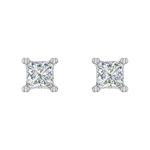 1/10 to 1/2 Carat Princess Cut Diamond Stud Earrings in 14K Gold (I1-I2 Clarity)3