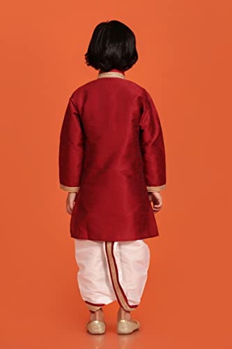 AJ DEZINES Kids Solid Silk Kurta Dhoti Set Traditional Festive & Ethnic Wear Kurta Dhoti For Boys2