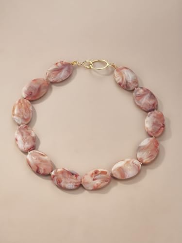 Large Red Brown Burgundy Resin Acrylic Beaded Choker Statement Necklace for Women by SNGIA, Maroon Chunky Spiritual Healing Costume Chain Link Collar Jewelry, Colorful Thick Bold Trendy Bohemian Mala Bead Preppy Retro Handmade Exaggerated Gifts, Bulky Vintage Unique Cute Baroque Summer Fall Winter Beach Fashion Nickle Free Charm Accessories3