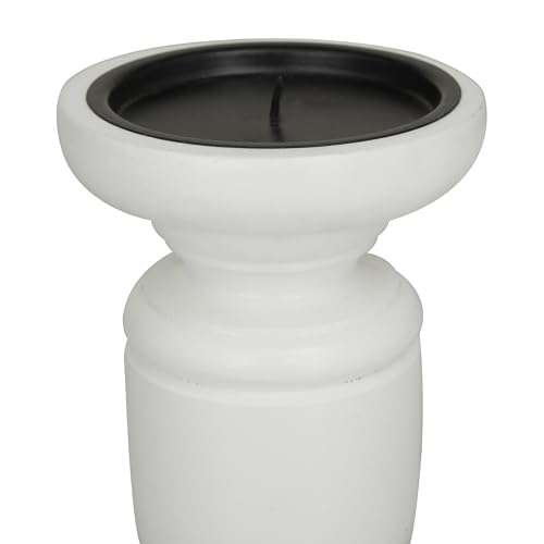 Deco 79 080935 Mango Wood Turned Style Pillar Candle Holder thumb #1