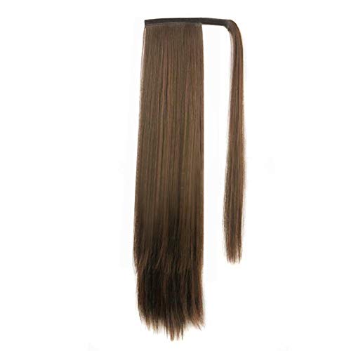 JessLab Long Straight Ponytail Extension and Drawstring Ponytail, 24 Inch Heat Resistant Thick Natural Wrap Around Hairpiece Ponytail Wrap Pony Wig with Magic Paste for Women Girl, Butterscotch