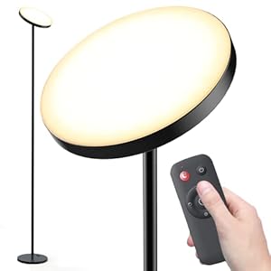 Lampadaire sur Pied Salon, Lampadaire 30W 2800K-7000K avec Minuterie, Lampadaire LED 2800 Lumens avec 4 Températures de Couleur, Gradation en Continu, Lampe sur Pied pour Salon, Bureau, Chambre