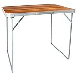 Harbour Housewares Folding Table - 80cm x 60cm - Wood - Small Metal Trestle Tables Foldable Portable Side Table for Indoor, Outdoor, Garden, BBQ, Pinic, Dining, Camping