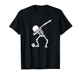 dabbing calcio giocando halloween scheletro t-shirt maglietta