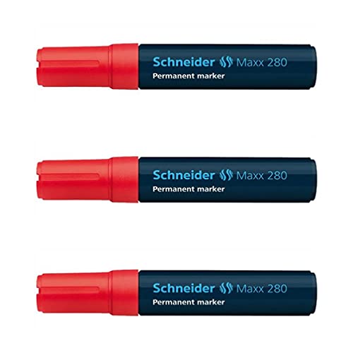 Marqueur permanent Maxx 280 Schneider biseauté rouge lot de 3