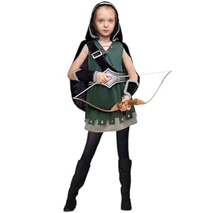 Spooktacular Creations Kriegerin Nacht Kapuzenjägerin Kinderkostüm Set für Karneval Mädchen mit Zubehör, Thema Robin Hood (Grün, Groß (10-12 Jahre))