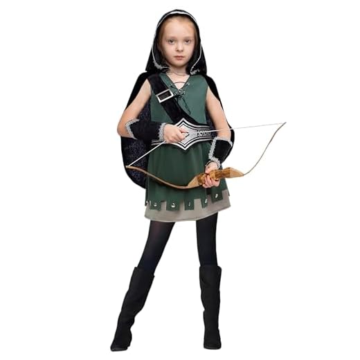 Spooktacular Creations Disfraz de Cazadora Guerrera Nocturna con Capucha para Halloween Adolescente Niña con Accesorios (Small (5-7 yrs))
