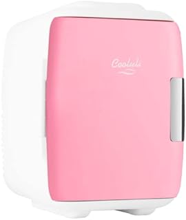 Cooluli Skincare Mini Fridge for Bedroom - Car, Office Desk & Dorm Room - Portable 4L/6 Can Electric Plug In Cooler & Warmer for Food, Drinks, Beauty & Makeup - 12v AC/DC & Exclusive USB Option, Pink