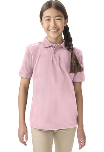 Image of Classroom School Uniforms for Boys and Girls Short Sleeve Pique Polo | Unisex Youth Shirt, Matching Ribbed Collar, Banded Sleeves, Three-button Placket, Comfortable Fit, School Uniform Essential