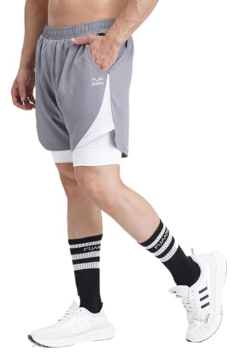 Image of FUAARK 2 in 1 Compression Shorts for Men for Gym, Sports, Running & Cycling Activities with Pocket